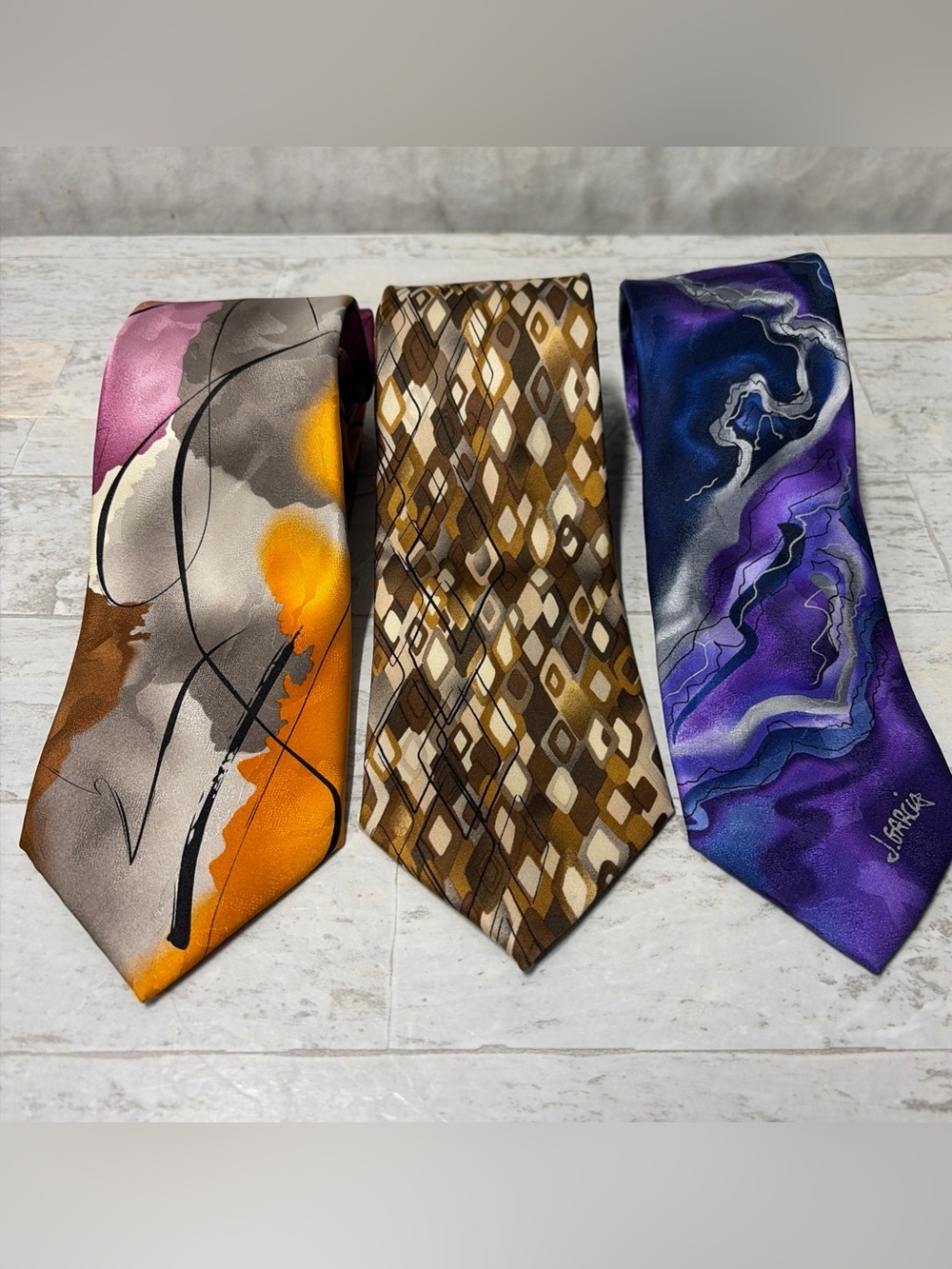 J. Garcia Silk Tie Lot Shaman How Fine Lady With Argyle Socks Jerry Garcia